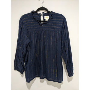 Maeve Anthropologie Navy Blouse Size XL